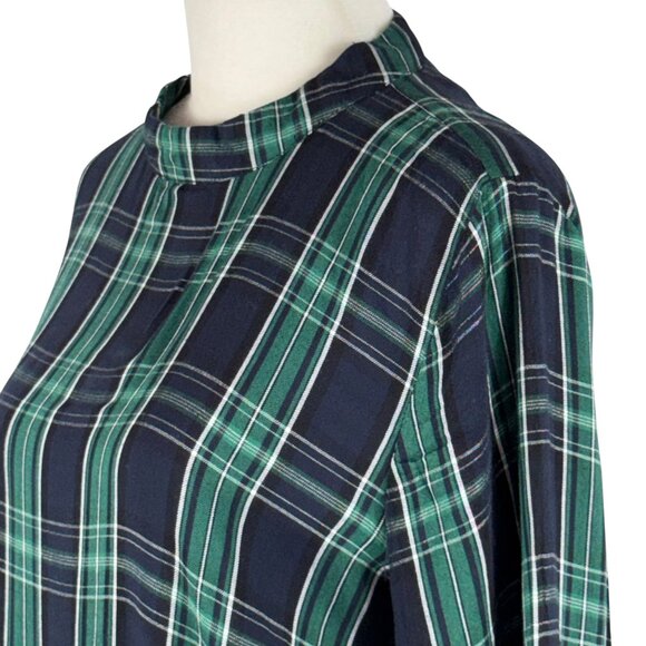 LOFT Green & Navy Blue Plaid Blouse Size Small - Picture 8 of 11